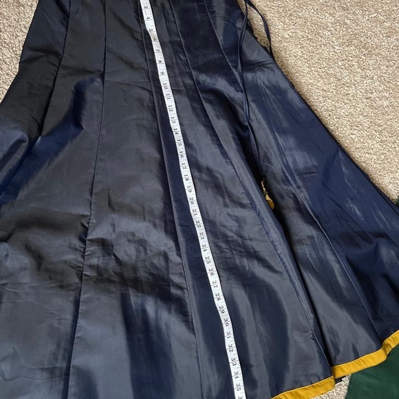 3pc designer Lehenga with long jacket/ Navy Blue and yellow/ chaniya choli - Picture 12 of 13